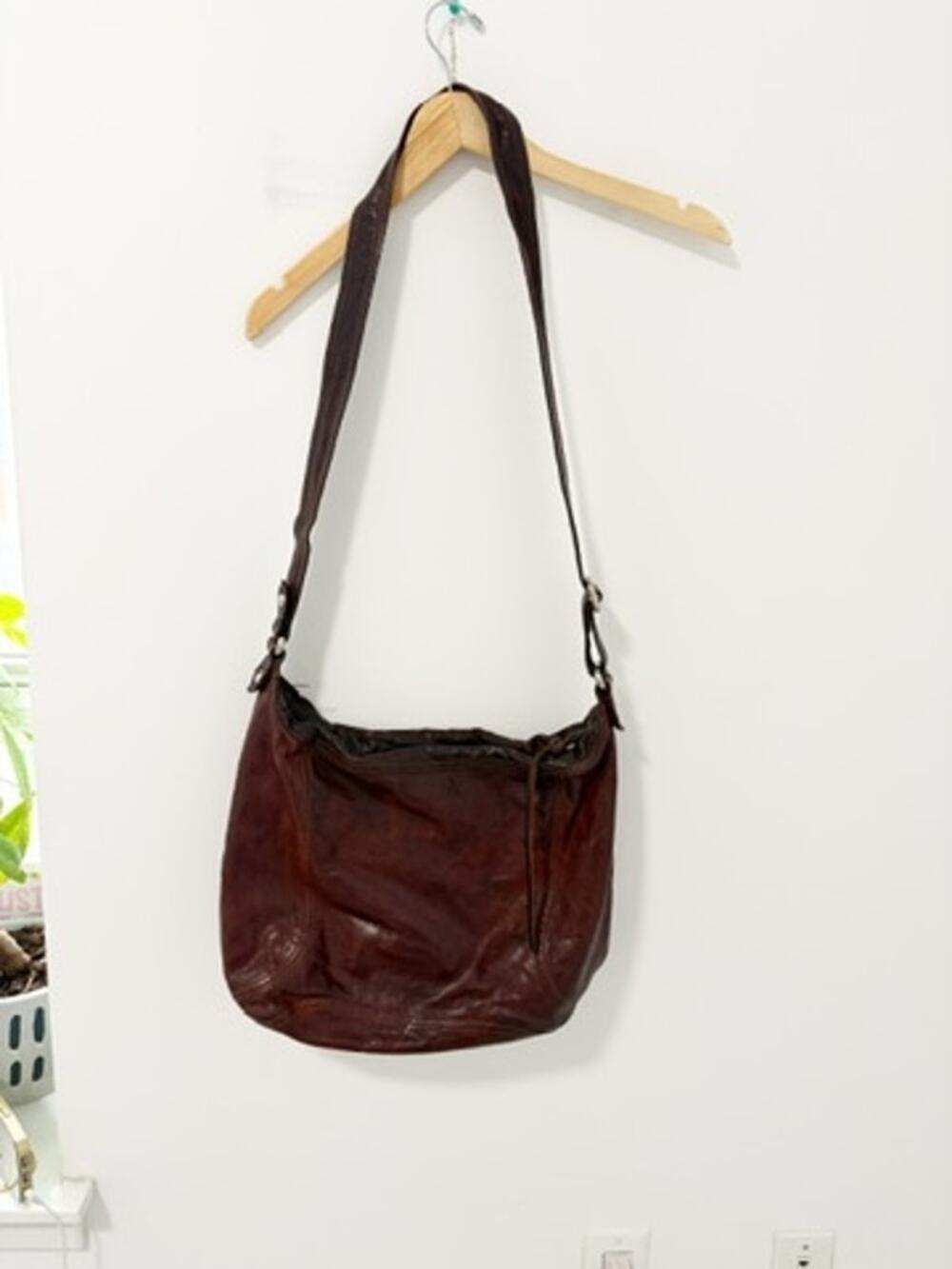 Gap Vintage Brown Leather Crossbody Tote Bag